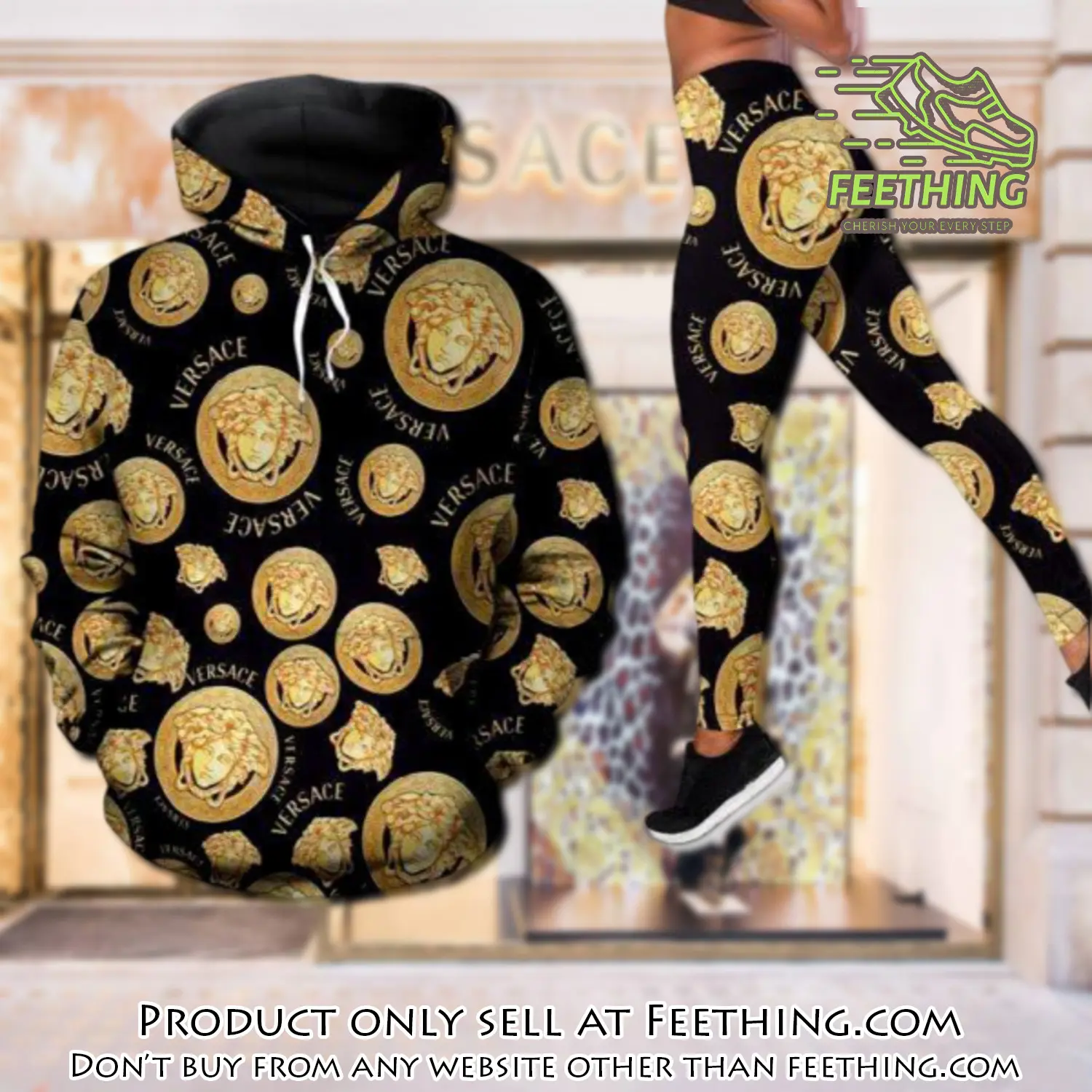 Gianni versace hoodie legging set luxury for women ft4300056
